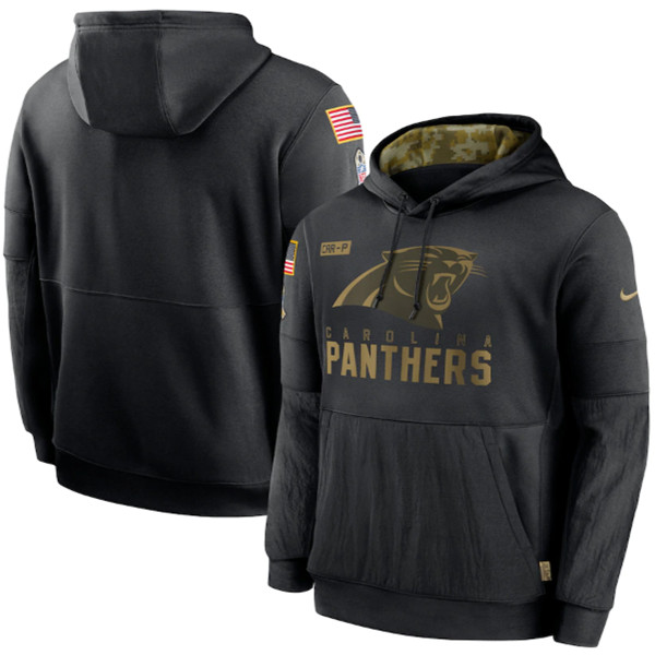 Men's Carolina Panthers Black Salute To Service Sideline Performance Pullover Hoodie 2020